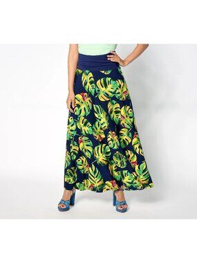 Attitudes by Renee Skirt  Large Regular Printed Como Jersey  Foldover Waist Larg